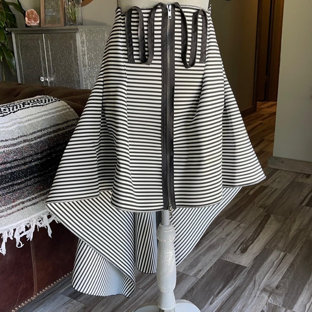 SOHUNG DESIGNS Stripe Zipper Skirt
